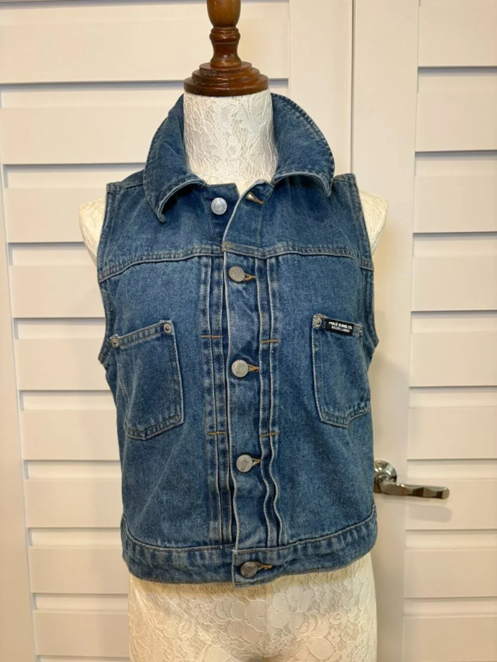 Vintage Polo Jeans Co Ralph Lauren Denim Vest Y2K Western Festival Medium - Picture 2 of 15
